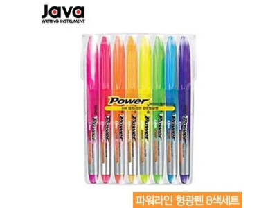 자바  파워라인형광펜 8색세트 (Set)5-12 형광펜 10개묶음