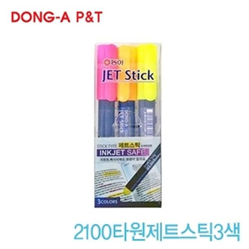 타원제트스틱3색  (Set)4-7 제트스틱 고체형광펜 타원 형광펜 필기구
