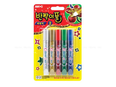 아모스 5색 메탈릭 반짝이풀 2번 반짝이펜 반짝이풀