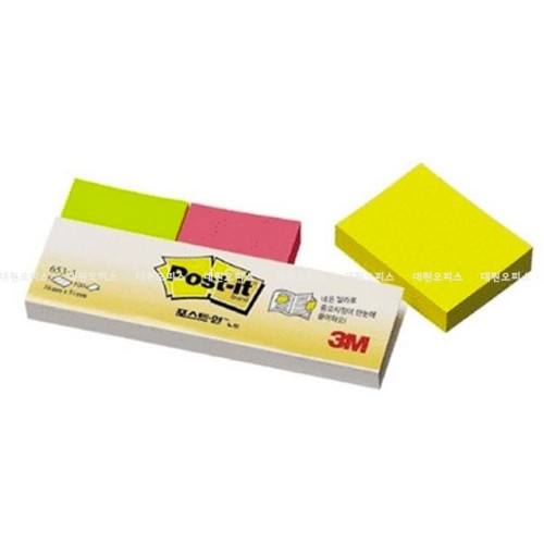 3M 포스트잇 653_51x38mm 형광3색 핑크.레몬.라임