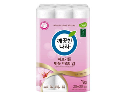 쿨샵 깨끗한나라 벚꽃향 프리미엄 롤화장지 30롤 28M