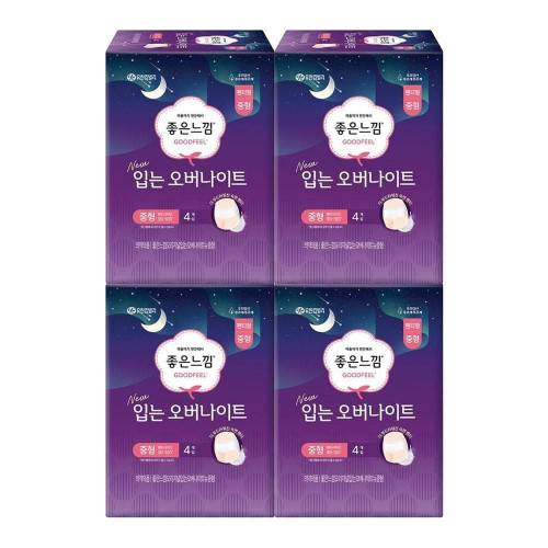 좋은느낌 입는오버나이트 M 중형 생리대 4입x4개