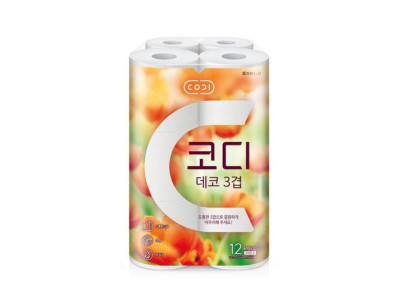 코디 3겹데코 두루마리 화장지 27m 12롤 1팩