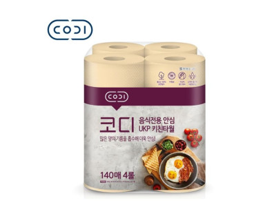 코디 음식전용 안심 UKP키친타월 기름 주방 140매x4입