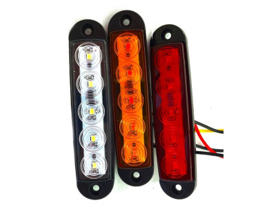 12VLED 24볼트 5LED 화물차 중장비 건설장비 사이드 라이트 레드 2개 한세트