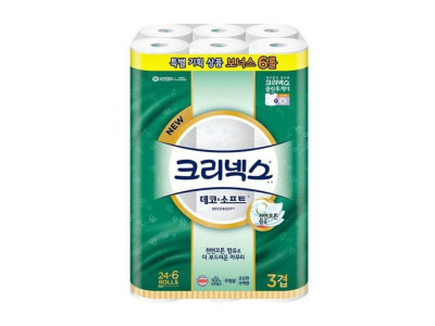 크리넥스 휴지 데코 소프트 3겹 24+6롤 화장지