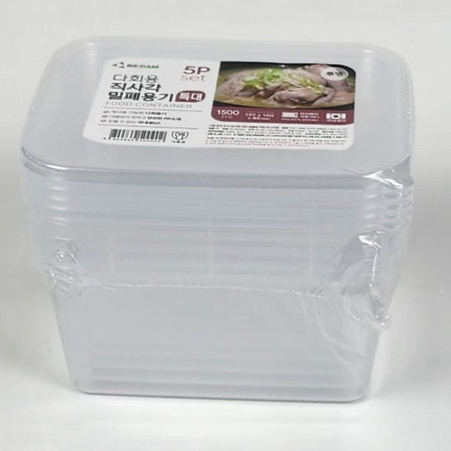 리담 다회용 직사각 밀폐용기 1500ml 5P