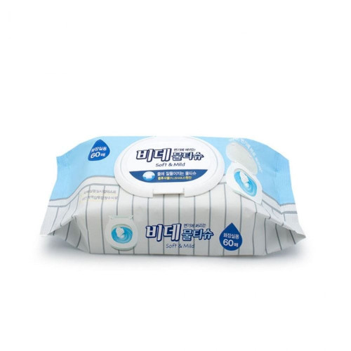 비데 물티슈 60매 캡형 화장실용 플러셔블 휴지
