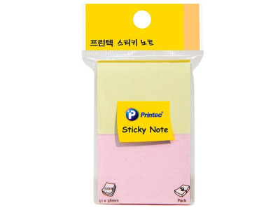 프린텍 5138YP 파스텔스티키노트 노랑 핑크 51x38