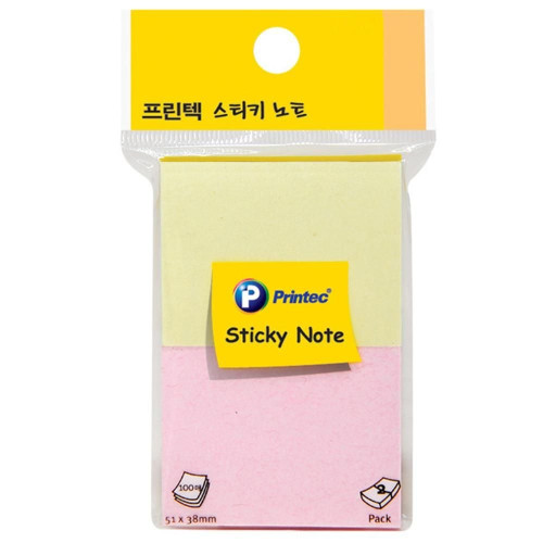 프린텍 5138YP 파스텔스티키노트 노랑 핑크 51x38