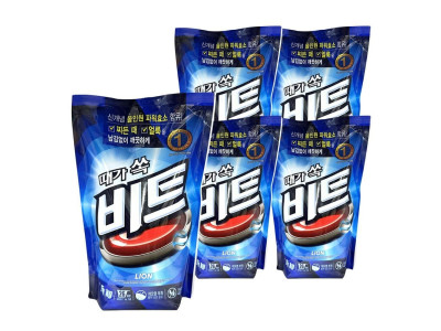 라이온 때가쏙 비트 분말 세제 일반용 리필 1.5kg 5개
