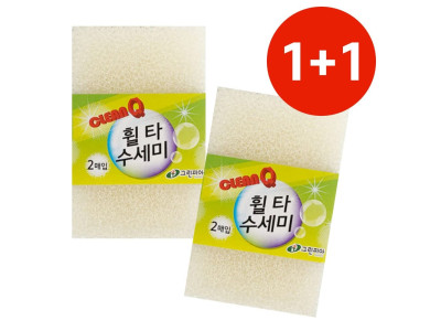 국내생산 1+1 휠타수세미2p 주방수세미 설거지 스폰지