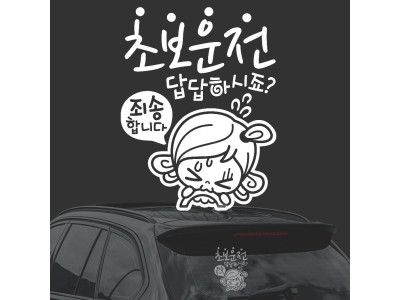 초보운전 죄송합니다 화이트시트지 자동차스티커
