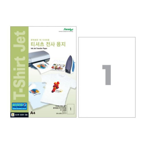 폼텍 흰색 티셔츠 전사용지 5369 210x297 mm A4 105g
