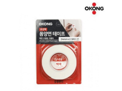 폼 양면테이프 PE폼 24mmx2.5M 백색 오공