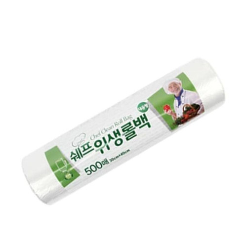 쉐프 롤백 위생백 일회용 롤팩 비닐백 30x40 500매