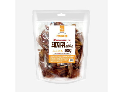 멍메이징 대용량수제 강아지간식 돼지귀슬라이스 500g