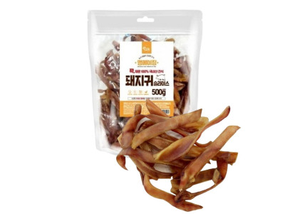 강아지 국내산 돼지귀 슬라이스 500g 1P 고단백 영양