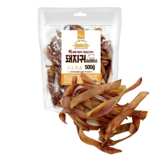 강아지 국내산 돼지귀 슬라이스 500g 1P 고단백 영양