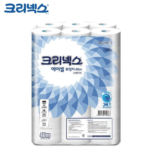 크리넥스 두루마리 화장지 물에 녹는 에어셀 40m 24롤
