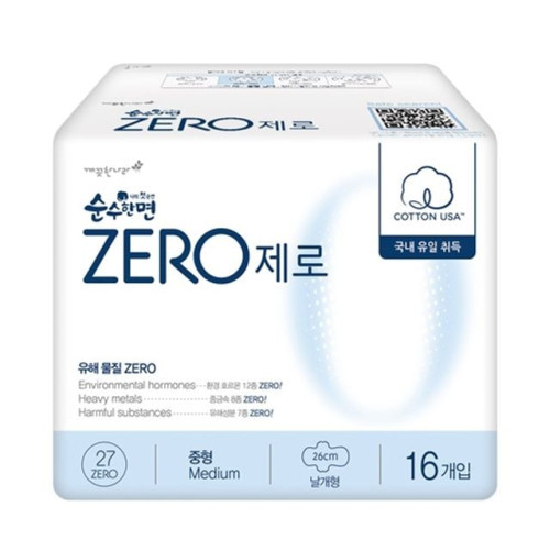 깨끗한나라 순수한면 ZERO 생리대 중형 16P
