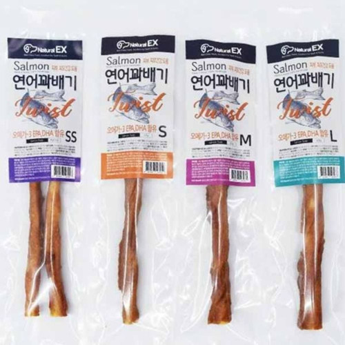 강아지간식 애견간식 스트레스 해소 연어츄꽈배기L 1P