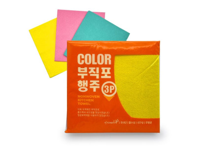 국산 무형광 칼라행주 3p 고급 부직포 독일행주