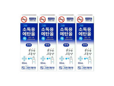 그린제약 소독용 에탄올 (스프레이) 60ml x 4개