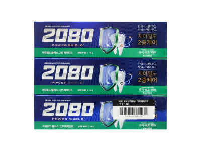 2080 치약 파워쉴드 플러스 그린 페퍼민트 140g 3입