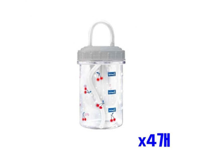 체리 투명 빨대 물병 400ml x4개묶음 빨대보틀