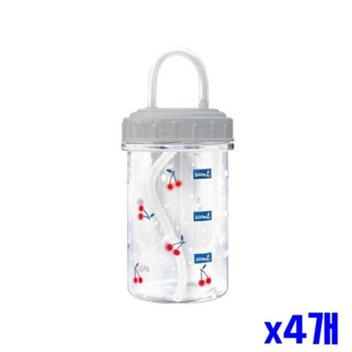체리 투명 빨대 물병 400ml x4개묶음 빨대보틀
