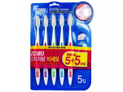5입 2개 칫솔 미세모 2080