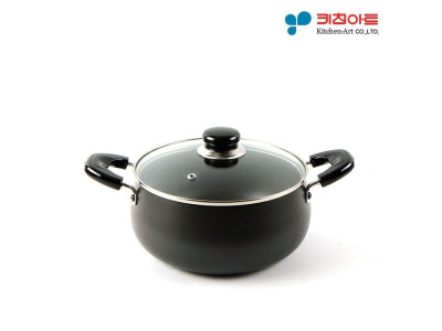 키친아트 쥬노 블랙 경질냄비 양수 22cm 국냄비 찌개
