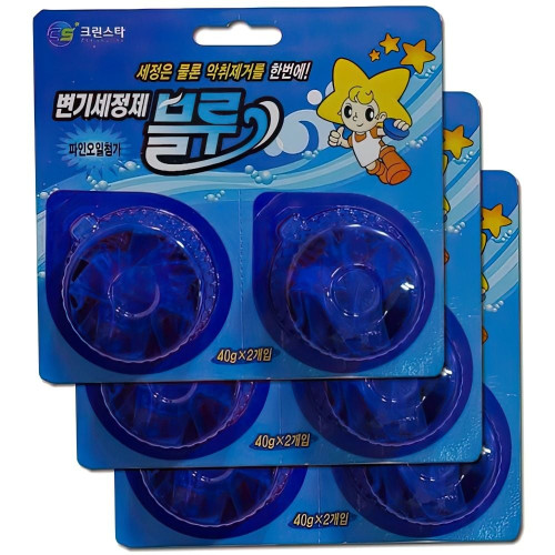 크린스타 양변기 악취 예방 제거 탈취 세정제 파란물 6알 욕실 세제 냄새