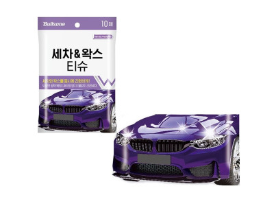 불스원 세차 왁스 티슈 10매 자동차 세차물티슈