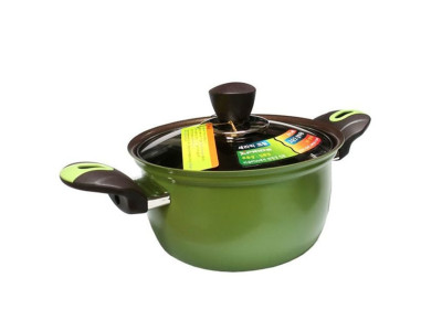 나리히라 냄비 세라믹 코팅 냄비 넘침 방지 그린 18cm