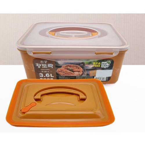 황토락 김치통 밀폐 용기 반찬통 누름판 세트 3.6L