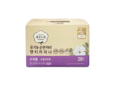 좋은느낌 유기농 순면커버 팬티라이너 수퍼롱 28매