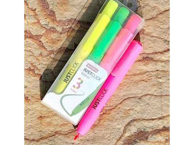 모리스 JUSTCLICK Highlighter 노크식 형광펜 3색set
