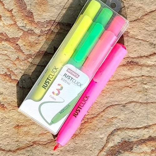 모리스 JUSTCLICK Highlighter 노크식 형광펜 3색set