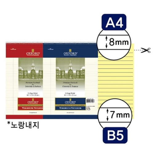 절취스프링 노트 A4 상철 90매 노랑내지 색상랜덤