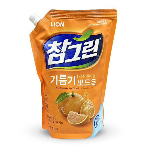 LION 참그린 기름기 뽀드득 제주 천혜향 주방세제 리필 1.2L