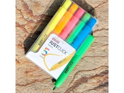 모리스 JUSTCLICK Highlighter 노크식 형광펜 5색set