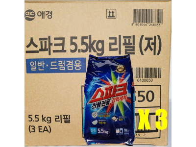 애경 스파크 5.5kg 파우치 (일반/드럼겸용) 3개(1box)