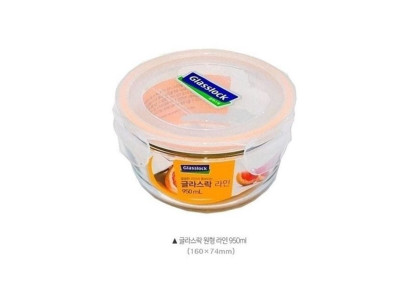 글라스락 밀폐용기 유리반찬통 원형 3호 950ml