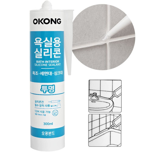 오공 욕실용 실리콘 (투명) 300ml 주방 보수용 곰팡이 방수