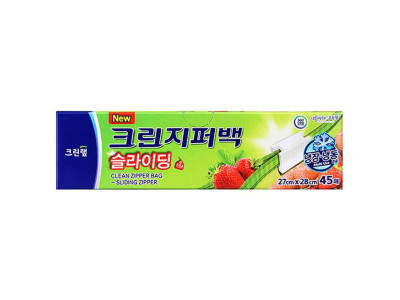 크린랩 슬라이딩 국산 지퍼백 27x28cm 45매 이중지퍼