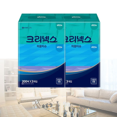 갑티슈 정사각 각휴지 미용티슈 콤비 200매 6팩