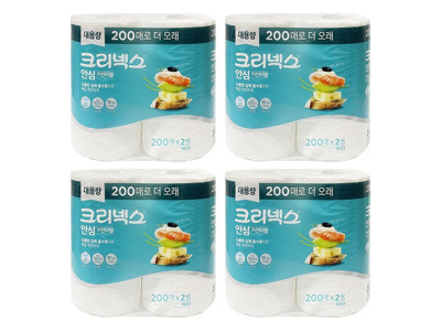 크리넥스 안심 키친타월 200매 2롤 4개 -O