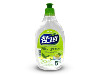 LION 참그린 기름기 뽀드득 레몬 녹차 주방세제 500g